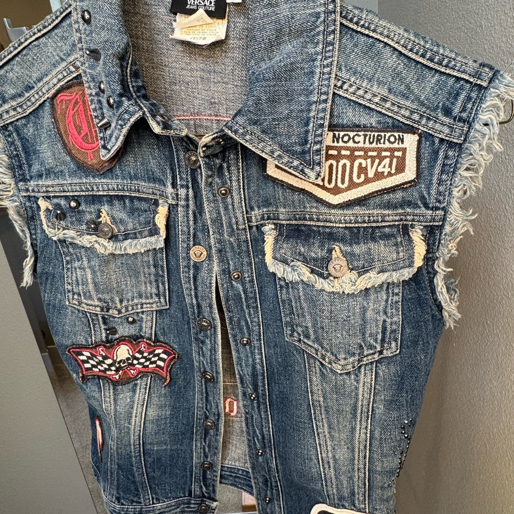 Versace Denim Vest with Patches - Picture 6 of 16
